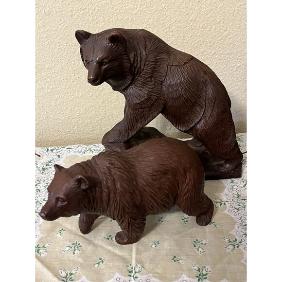 2 Red Mill Bear Sculpture Figurines Brown Grizzle Cabin Decor 7.5" 4" READ - Picture 6 of 13